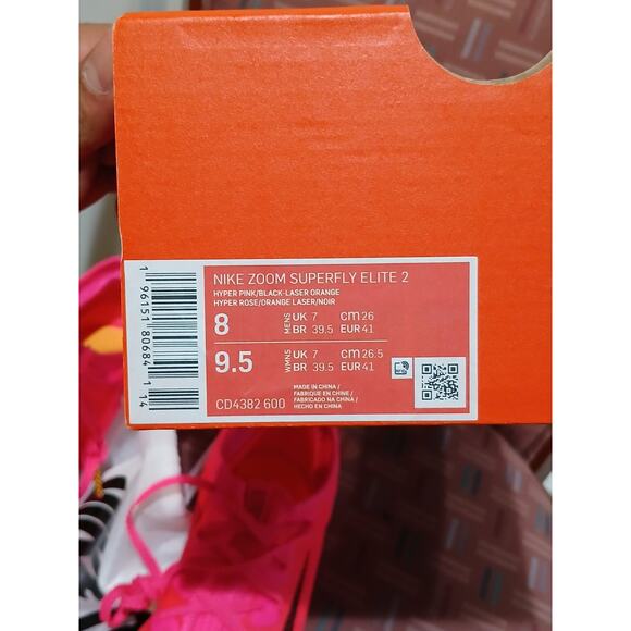 New Men's 8 Wonen's 9.5 Nike Zoom Superfly Elite 2 Sprinting Spikes CD4382-600 - Picture 8 of 9